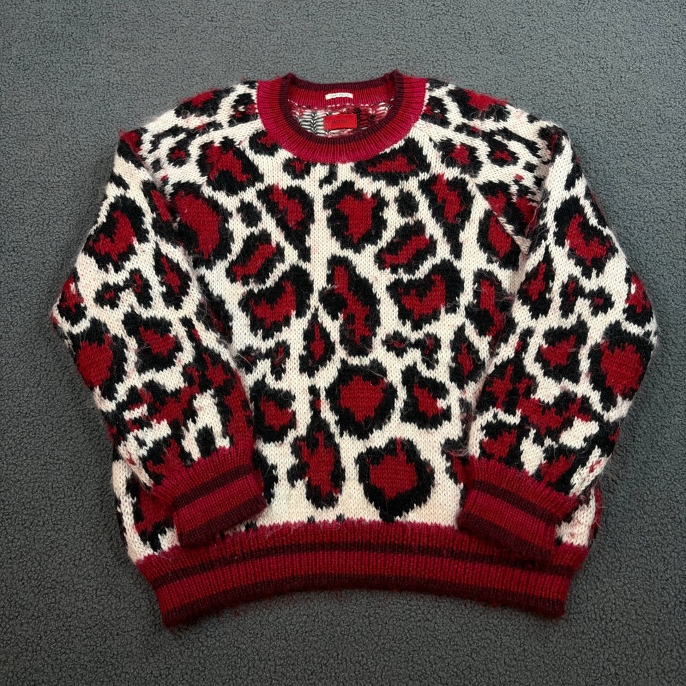 Mother The Boat Square Jumper Women S Red Leopard Alpaca Sweater 8236-928